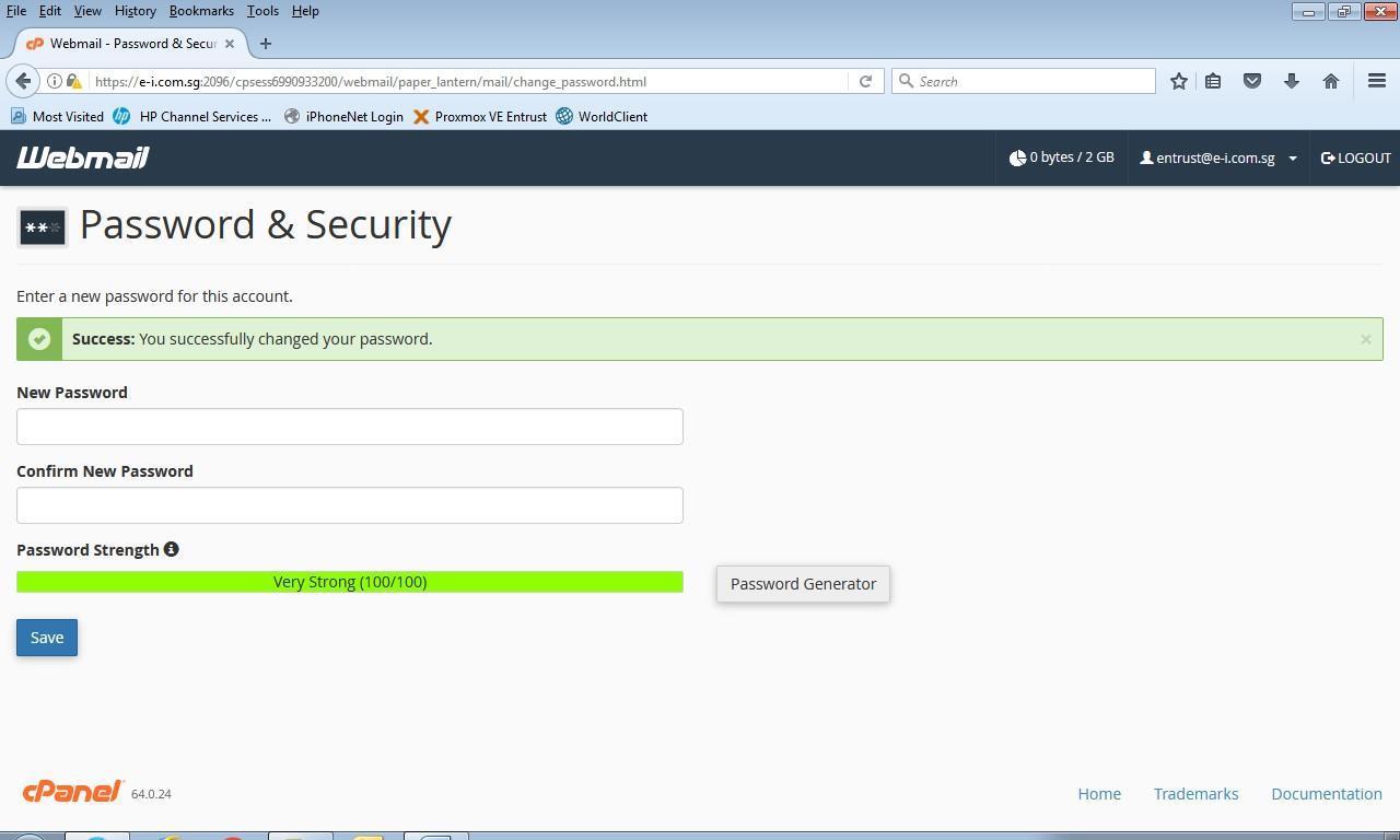 how to change email password using cpanel