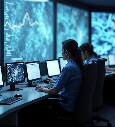 IT professional configuring cybersecurity firewall on company server